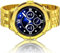 HASLFM - Carcasa y correas de metal compatibles con Samsung Galaxy Watch 6/5/4 de 44 mm, correa de reloj resistente de acero inoxidable con funda protectora para hombre (dorado)