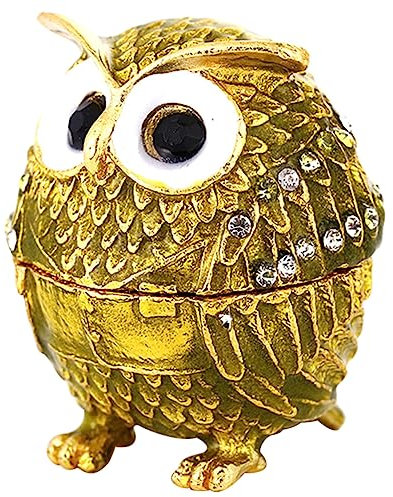 Alipis Eule Schmuckschatulle Geschenkbox Box Mit Eulenring Handbemalte Eulenfigur Kleiner Schmuckbehälter Schmuck Aufbewahrungsbox Eule Schmuckkästchen Sammelfigur Metall Legierung Kasten