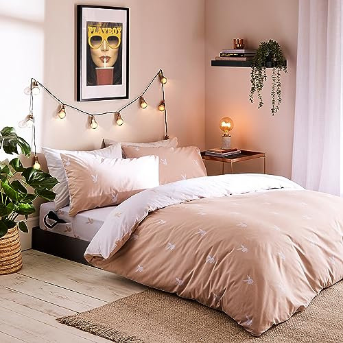 Sassy B Playboy Bedding Iconic Bunny Wende-Bettwäsche-Set mit Kissenbezügen, hautfarben