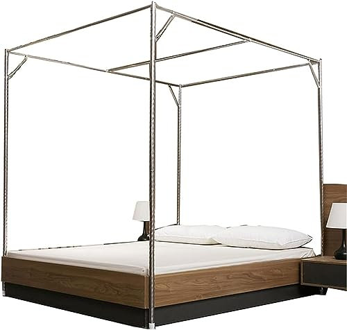 Himmelbett Moskitonetzhalter Vier Eckbett,Edelstahl Baldachin Moskitonetz Baldachin Rahmen, Bettüberdachung, Gestell für Twin/Full/Queen/California King/King Size/California King,27mm,1.35×2m Bed