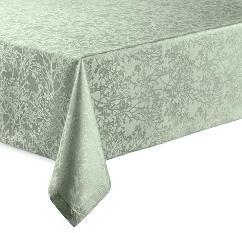 Hochwertige Tischdecke mit Saumrand Harmony Salbeigrün Eckig 130 x 260 cm pflegeleicht