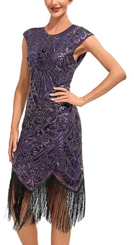 Générique 1920 Flapper Robe Charleston à Sequins Robe soirée Frange Paillettée Style années 20 pour Party, Bal, Soirée, Cocktail Gatsby