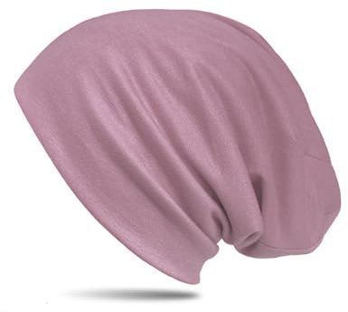 WANSSY® Damen Herren Unisex Uni Farbe Beanie Fashion schlicht ohne Muster Einheitshröße elastisch für M-XXL Kopfbedeckung Schutz vor der Sonne (Altrosa)