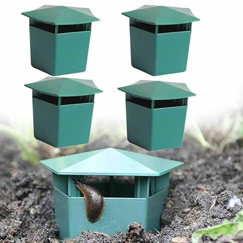 Schneckenfallen für den Garten, Garten Schneckenkäfig zum Fangen von Schnecken Schnecken, Bierschnecken- und Schneckenfallen, Wiederverwendbare Kunststoff-Schneckenfalle (Pentagonal,4PCS)