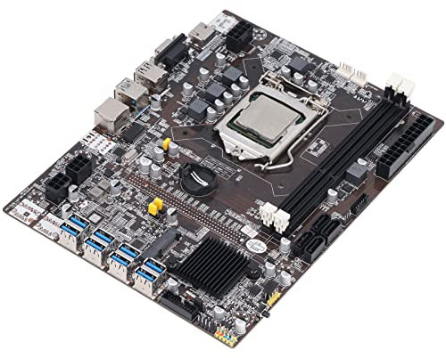 Yctze DDR3 Mining Motherboard LGA 1155 mit 8 USB3.0, 3-Phasen-Netzteil B75, Dual-Core-CPU-Unterstützung für Ethereum- und Bitcoin-Mining