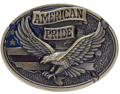TYWestyles Belt Buckles for men women - Western Cowboy Belt Buckle American Flag and Eagle Belt Buckle (Bronze American pride buckle, Medium)