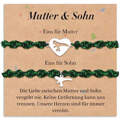 SUNSH Mutter Tochter Geschenk, Mutter Sohn Armband, Muttertags Geschenk, Geschenke für Mama Tochter Sohn, Weihnachten Geburtstag Muttertag, Liebes Dinosaurier Armband