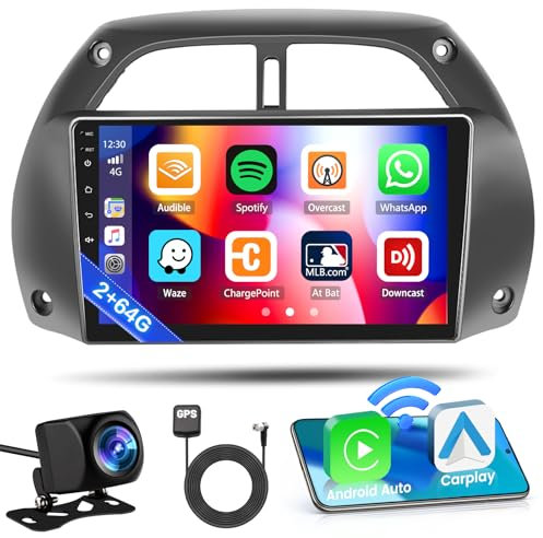 [2+64GB] Inefala para Toyota RAV4 2001-2006 Android 13 Radio de Coche, 9 Pulgadas HD Pantalla táctil con Wireless CarPlay Android Auto GPS WiFi BT SWC FM/RDS Mic AHD Cámara de Seguridad
