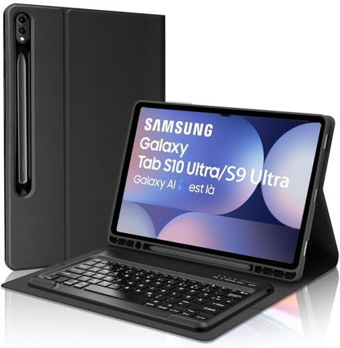 Tastatur für Samsung Galaxy Tab S10 Ultra 2024 - Tastatur Hülle für Samsung Galaxy Tab S9 Ultra 14.6'',Hülle Samsung Galaxy Tab S10Ultra/S9Ultra Tastatur, Abnehmbarer Tastatur QWERTZ Layout - Schwarz