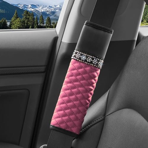 2Pack Bling Bling Auto Gurtschoner für Erwachsene Frauen Frau Gurtschutz Sicherheitsgurt Schulterpolster Schulterkissen Autositze Gurtpolster (pink)