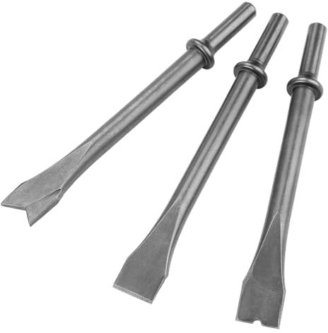 Ensemble de 3 Burins pour Marteau Pneumatique de qualité Supérieure, Ensemble d'embouts de Marteau Pneumatique à Tige Ronde Extra Longue en Acier au Molybdène Omium, pour