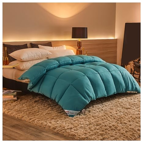HonunGron Daunendecke Winter Extra Warm Winterdecke aus Federn and Daunen Dicke Bettdecke Daunen Schwer Winterdecke Flauschig Federbetten Flauschige Steppdecke (Blau,150x200cm (3kg))