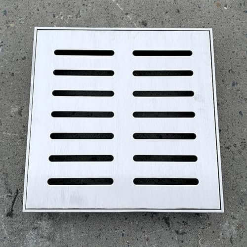 Caniveau Exterieur Grille de Drainage Carrée 10x10 15x15 20x20 25x25 30x30 40x40 50x50 60x60 Cm, Couvercle de Drainage Extérieur en Acier Inoxydable 304 pour Cour, Égout, Garage(50cmx50cm(19 3/4x19 3