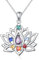 Flyow Lotus Chakra Halskette 925 Sterling Silber 7 Chakra Anhänger Halskette Yoga Lotusblume Kette Schmuck Geschenke für Damen