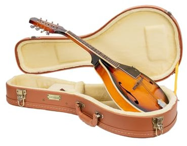 Crossrock Relief Series Mandolin Case for A-Style | Carved Red Wood Finish, Mink Fleece Interior, Stainless Steel Latches – Premium Wooden Hardshell - Redwood(CRW630MARO)