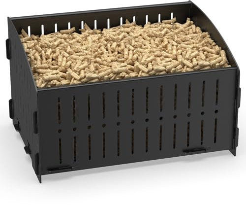 Xtsuen Cesta de pellets para estufa de chimenea, cesta para quemador de pellets, 28 x 20 x 17 cm, 3,6 kg, en estufa de leña o chimenea abierta, cesta de pellets