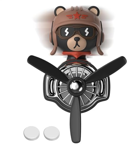 Uhngw Bear Pilot Auto-Lufterfrischer – Rotierender Luftauslass-Lufterfrischer, Diffusor, exquisite Klimaanlage, Auto-Parfüm-Entlüftungsclip für SUV, Zuhause