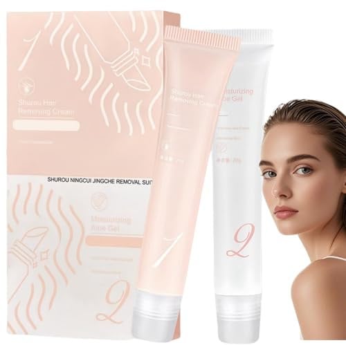 2Pcs Hair Removal Cream Set,Lip Hair Rem/over for Women,Moisturizing Painless Hair Remo/val Cr/eam,Ladies Face Hair Remov/er,Upper Lip Hair Remover,Soothing Depilatory Cream,Face Hair Removal