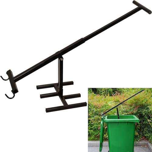 Jatwefiv Heavy Duty Manual Bin Compactor,Rubbish Crusher Tool Adjustable Iron Squasher for Wheelie Bins/Trash Cans,Space Saving Rubbish Compactor for Home/Office,Black