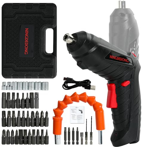 NINGDEDONG Electric Cordless Screwdriver Set, power-screw-guns，Rechargeable Cordless Power Tool with Carrying Case and Bits (black)