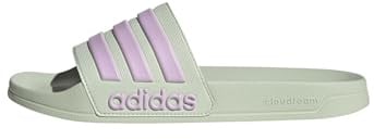 adidas Unisex Adilette Shower Slides, linen green/bliss lilac/bliss lilac, 40.5 EU