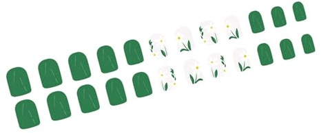24 Pcs Light Green Artificial Nails Short Square Full Covers False Nails Glossy Stick On Flowers Press On
