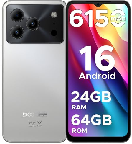 DOOGEE Note 56 Handys, Android 16 Handy, 6150 mAh, 6,5 Zoll HD+ 90 Hz, 24 GB + 64 GB/2 TB Android-Handys, Dual-SIM entsperrtes Handy, Face ID, GPS, OTG, FM