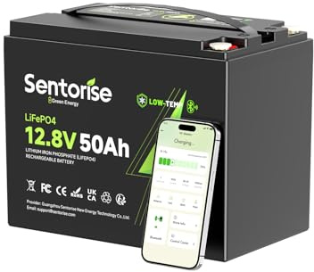SENTORISE 12.8V 50Ah LiFePO4 Battery 640Wh Deep Cycle Lithium Battery with 50A BMS, Up to 4000 Cycles, Low-Temp Protection Lightweight Replacement for RV, Marine, Trolling Motor, Solar, Camping