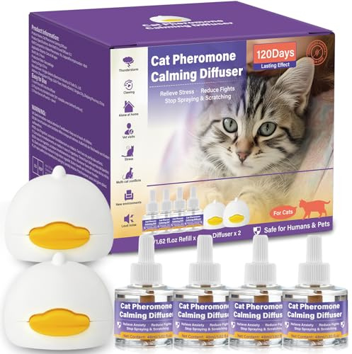 SLE Difusor de Feromonas Calmantes para Gatos Mejorado 4 Recambios Livia la Ansiedad y el Estrés, Multigato Natural Calmante para Gatitos para Hogar Estrés Dormir Peleara Arañazos Maullar
