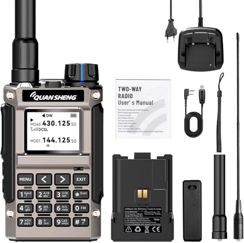 QUANSHENG UV-K1(8) Walkie Talkie Handheld Ham Radio, Air Band Receive 50-600MHz, Wireless Copy, One Key Frequency Match, Type-C Charging, NOAA Weather, 200 Channels, VOX, Portable Two Way Radio