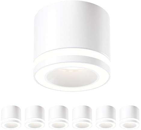 mega lumen 6er Deckenspots, LED Aufbauspot Dimmbar Deckenstrahler | LED Spots 230V Blendfrei, Aufbaustrahler, LED-Modul 5W 550lm CRI90+, 3000K/4000K/6500K, für Küche Flur Wohnzimmer, Ø70x60mm