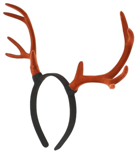 CALLARON Serrage-tête de Noël en Bois de Cerf Marron Velours, Bandeau Léger et Solide pour Cheveux, Accessoire Festif Chic pour Soirées Cosplay et Fêtes de Fin D'année