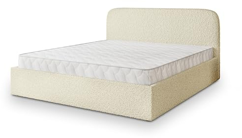 Masseno Polsterbett RENIVE Q 120x200 cm, Doppelbett, Bettkasten, Stauraum, Lattenrost Und Kopfteil - Creme, Quelle 02