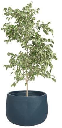 Fibre Clay Plant Pot Round Flower Pot Planters 55cm (Dark Blue, Large 70L)