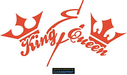 CLICKANDPRINT Aufkleber » King & Queen, 90x47,6cm, Orangerot • Wandtattoo/Wandaufkleber/Wandsticker/Wanddeko/Vinyl