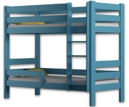 WNM Group Etagenbett für Kinder Sophie - Stockbett mit Rausfallschutz und Lattenrost - Absturzsicherung Doppelstockbett - Jugendbett - Blau - 80 x 160 cm