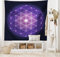 ABAKUHAUS Blume des Lebens Wandteppich, Blume des Lebens Sterne aus Weiches Mikrofaser Stoff Waschbar ohne Verblassen Digitaldruck, 150 x 110 cm, Dunkelblau Violett