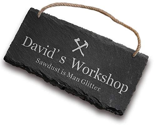 Garden Sign Engraved Slate Garden Signs and Plaques Custom House Signs Shed Sign Personalised Outdoor Decoration Man Cave Sign Workshop Personalised Signs for Outside(Workshop)