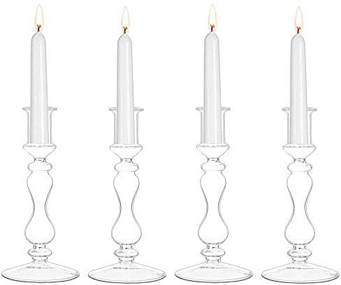 Portacandele Conici In Vetro 4 Pezzi Base Per Candeliere Con Base Larga Decorazioni Da Tavolo Adatto A Candele Coniche Da 2 Cm Coperta Per Esterno Per La Cena Di Nozze