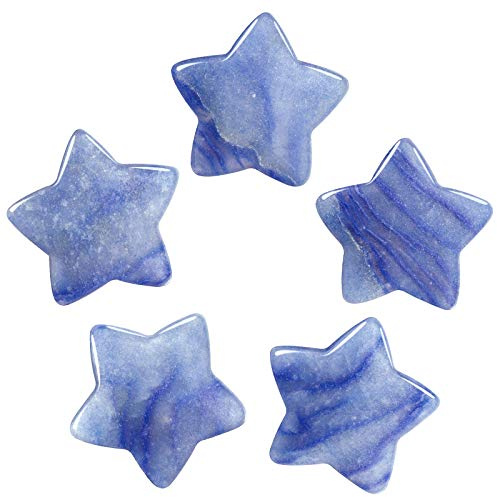 Nupuyai 5 STK. Stern Steine Handschmeichler Edelsteine Glücksbringer Deko | Blauer Aventurin, Handschmeichler Heilsteine, Kristall Glückssterne für DIY Schmuck&Meditation, Wohn Büro Deko