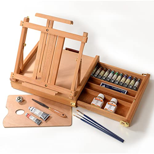 Maimeri Artisti, Künstler Ölfarbe, Staffeleibox aus Buchenholz, 14 Farben Set, sortiert, 23Stk - M0199073