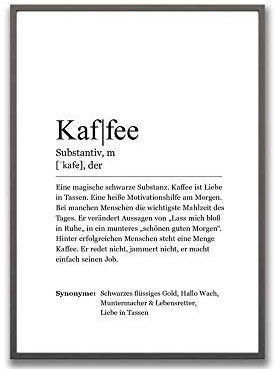 Ritter Mediendesign Kaffee Wörterbuch Bild Wandbild Kunstdruck Poster Din A4 Dekoration Geschenkidee Küche Wohnzimmer