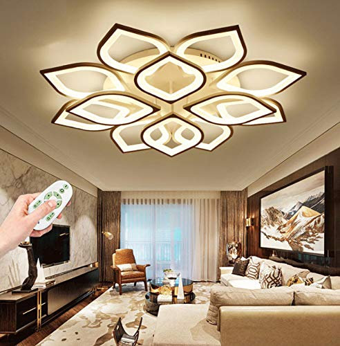 Deckenleuchte LED Dimmbare Wohnzimmerlampe Moderne Mit Fernbedienung 3000K-6000K Deckenlampe Kreative Blume Design Kronleuchter Schlafzimmerlampe Esszimmerlampe Büro Küchelampe,8+4 heads 110cm 110w …