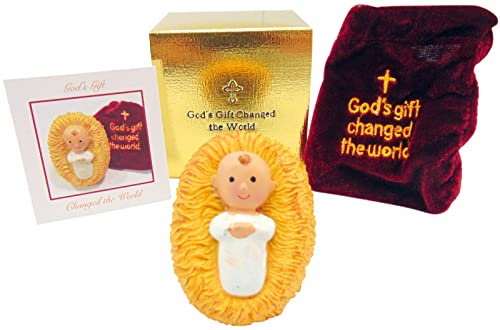 Jesuskind, kleine Krippenfigur, in einer speziellen Box, 5,1 cm