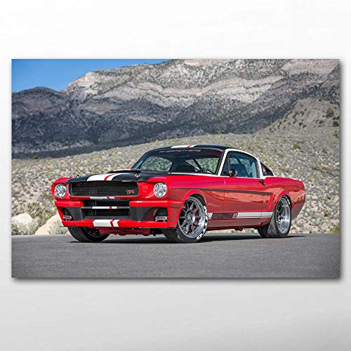 HERWS Leinwandbild Plakat Und Drucke Mustang Muscle Car Rotes Auto Tapete Leinwand Wandbild Modernes Zuhause Wohnzimmer Dekoration Malerei