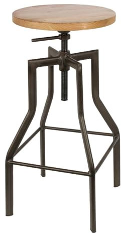 HOME DECO FACTORY HD6218 Barhocker Ace Holz Metall/Edelstahl Typ Kunststoff, Beige Schwarz, 34,5 x 34,5 x 68 cm