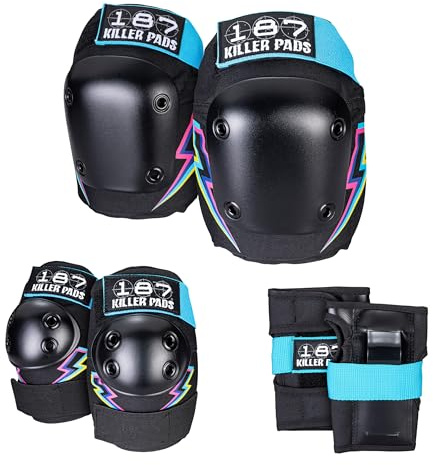 187 KILLER PADS Skate Knieschützer, Ellbogenschützer und Handgelenkschoner, 6-teiliges Set, elektrische Schraube, Größe S/M