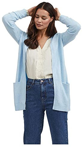 Vila Damen Viril Open L/S Knit Cardigan - Noos Strickjacke, Kentucky Blue, M