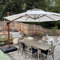 PURPLE LEAF Parasol Déporté 3,65 m Rond, Grain de Bois en Aluminium Parasol De Jardin Extérieur Toit à Double Rotatif 360°, Parasol Terrasse Extérieur XXL, Crème