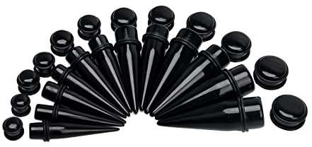 Zhichengbosi 24 Stück Big Ear Gauges Kit Acryl Tapers und Plugs Doppel O-Ringe Stretching Set, Kunststoff